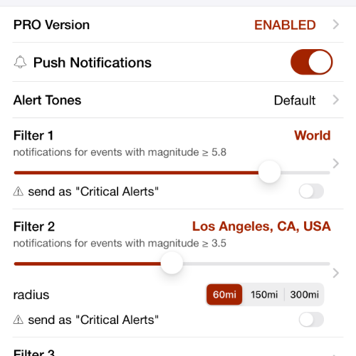 Push Notifications Filters